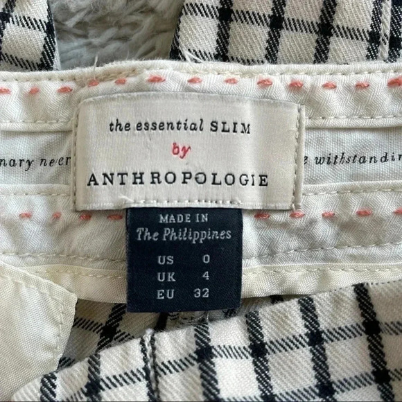 Anthropologie Essential Slim Pants Black White Pleated Classic Stretch - Picture 9 of 11